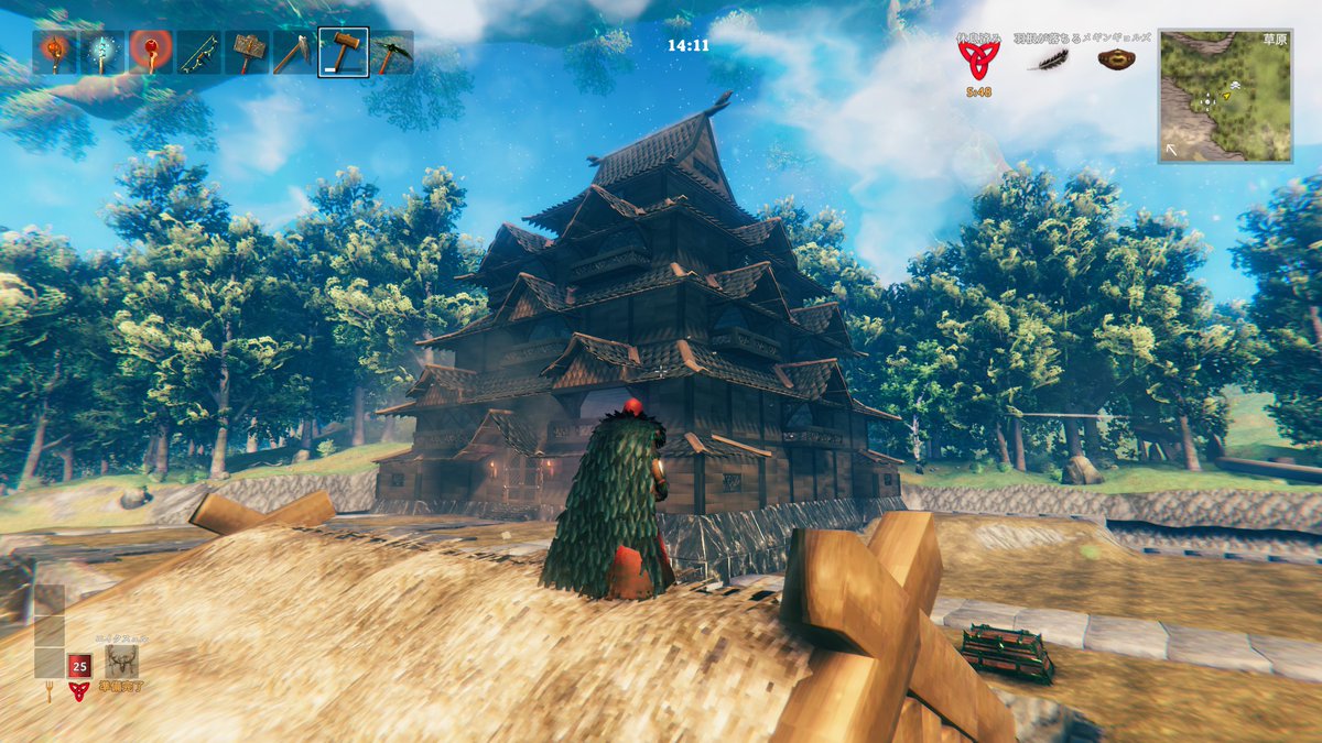 Marc_ff14's tweet photo. 灰の木ゲット出来るようになったから本格的なお城拠点を作成したもののティンバーないからある程度妥協
ティンバーは黒い森の石の建造物から拾えたけど残りは極北行ってからだな
染色機能来ないかな
#Valheim https://t.co/SZ5OXxAaxD