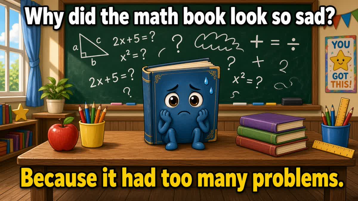 DigitalOxCanada's tweet photo. Why did the math book look so sad? Because it had too many problems. https://t.co/HuvmxVEnlk