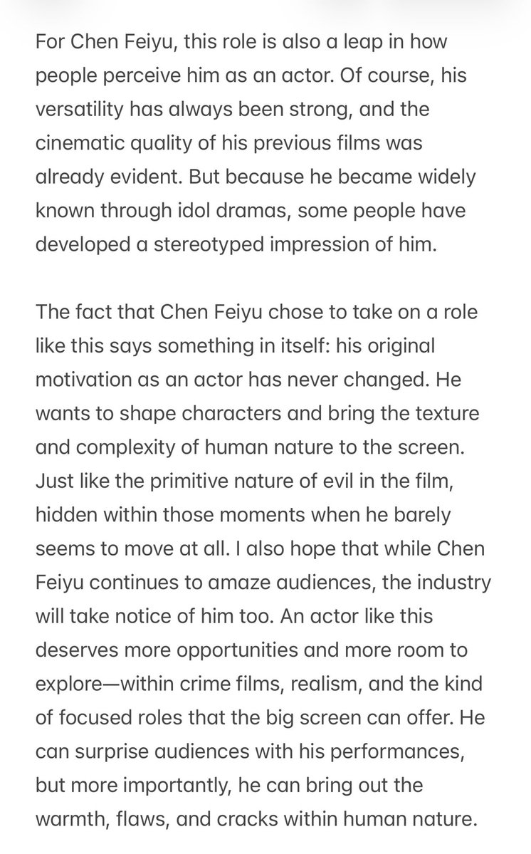 J0lyne56's tweet photo. “The fact that Chen Feiyu chose to take on a role like this says something in itself: his original motivation as an actor has never changed. He wants to shape characters and bring the texture &amp; complexity of human nature to the screen” get that recognition baby 😭 https://t.co/ju3rAcqZXb