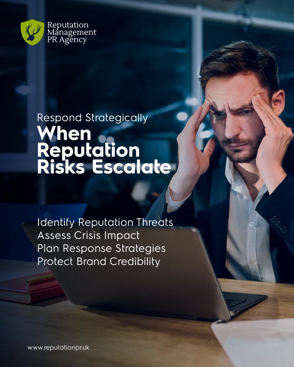 ReputationPR_UK's tweet photo. Reputation risks can escalate quickly. Crisis reputation management helps identify threats, assess impact and plan strategic responses to protect credibility.

https://t.co/iIQG2eH44w

#CrisisPR #ReputationManagement #CrisisManagement #OnlineReputation #PRStrategy https://t.co/j0fEooSSCa