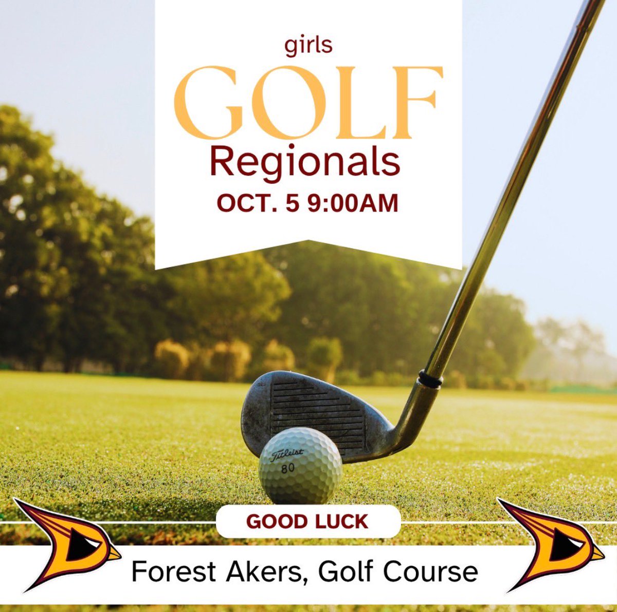 DavisonMade's tweet photo. Good luck to our Girls Golf team today at Forest Akers in East Lansing for the MHSAA Regionals. Go CARDS!! #CardinalPride https://t.co/mFDojjqb0a