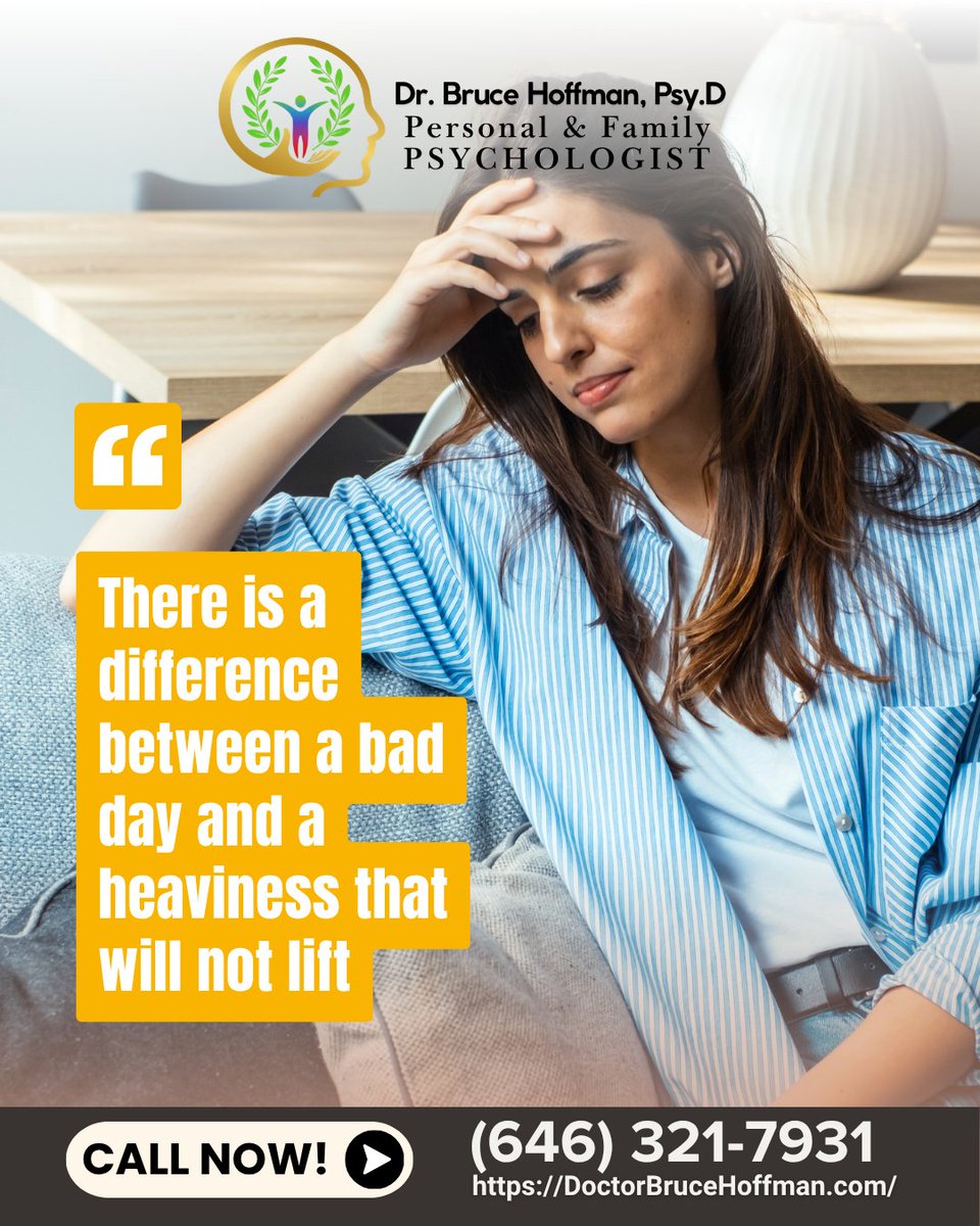 DrBruceHoffman's tweet photo. When the weight won't lift even after a good night's sleep, pay attention. People in Long Beach NY push through it for months. Call (646) 321-7931 to take a simple first step toward feeling lighter. #DepressionAwareness #MentalHealthLongBeach #DrBruceHoffman https://t.co/pRgnpeBxw5