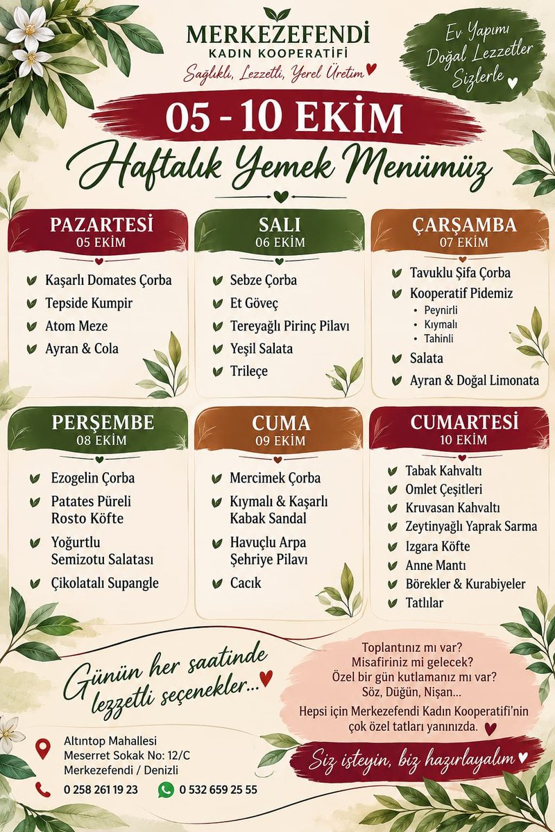 Merkezefendi_KK's tweet photo. ✨️🤌Günaydin🌞Yeni hafta, yeni lezzetler! ✨ Haftalık menümüz yayında. 🥘 Her gün özenle hazırlanan, ev sıcaklığında yemeklerimizle sizleri bekliyoruz. AGünaydin🌞Yeni hafta, yeni lezzetler! ✨ Haftalık menümüz yayında. https://t.co/S19n9dVZsi