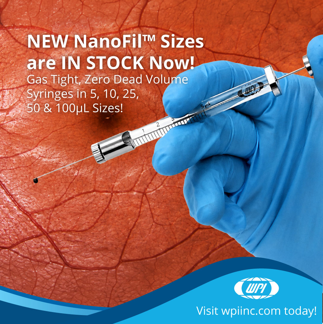 WorldPrecision's tweet photo. NEW NanoFil™ syringe sizes are now IN STOCK!
WPI has expanded the NanoFil™ family with three new syringe sizes: 5 µL, 25 µL, and 50 µL, giving researchers more options to match syringe volume to their application.
👉 Explore NanoFil™: https://t.co/XVlFrTvuBh
#Microinjection https://t.co/6NaY42bPAO