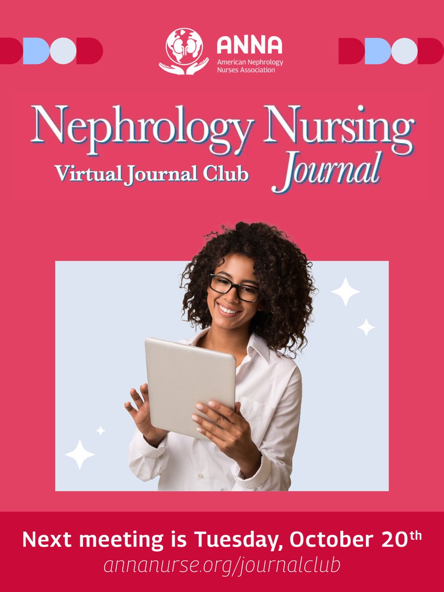 ANNAnurses's tweet photo. Join us Tuesday, October 20th @ 2:00pm ET for ANNA’s Virtual Journal Club. Hear from Donna Bednarski, MSN, RN, ANP-BC, CNN, CNP, FANNA and Mary Haras, PhD, MBA, ANP-C, CNN, FANNA, as they discuss their article titled, “The Role of the LPN/LVN in Hemodialysis, Peritoneal Dialysis, and Home Dialysis Care.” Participate in a live Q&A and earn 1.00 ANCC contact hour.

Learn more & register 👇
https://t.co/CTpoupMswI

#Nephrology #NephrologyNurse #NursingJournal #JournalClub
