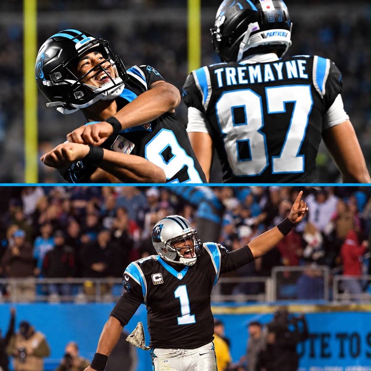 MySportsUpdate's tweet photo. #Panthers QB Bryce Young has joined Cam Newton as the only players in franchise history to record 300+ passing yards, 2+ passing TDs and 0 INTs in a primetime game. https://t.co/2p21DE44Cu