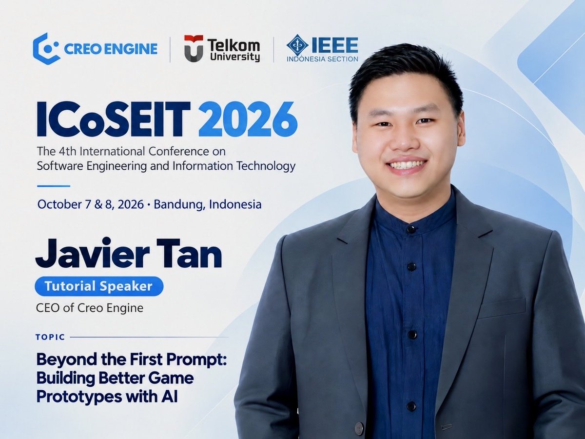 creo_engine's tweet photo. 𝐁���𝐢𝐝𝐠𝐢𝐧𝐠 𝐑𝐞𝐬𝐞𝐚𝐫𝐜𝐡 𝐚𝐧𝐝 𝐑𝐞𝐚𝐥-𝐖𝐨𝐫𝐥𝐝 𝐈𝐧𝐧𝐨𝐯𝐚𝐭𝐢𝐨𝐧

ICoSEIT 2026 brings together researchers, academics, technology practitioners, builders, and industry professionals to explore how emerging technologies are moving from theory into practice! https://t.co/5Vx5bW1U2k