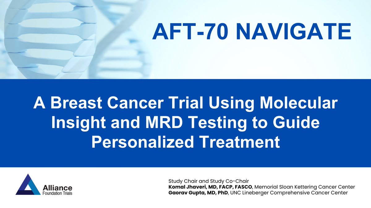 ALLIANCE_org's tweet photo. Alliance Foundation Trials and Natera have launched AFT-70 NAVIGATE, a global Phase III trial in ER+/HER2- early-stage breast cancer, evaluating giredestrant, Genentech’s investigational oral SERD, with Signatera™ MRD-guided CDK4/6 inhibitor therapy: https://t.co/OpUPjsSkGi https://t.co/dycrje4Fnm