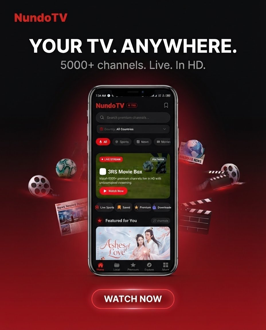 CMichael98387's tweet photo. 📺 Your TV. Anywhere.

Why limit your entertainment to one screen?

With NundoTV, enjoy your favorite TV channels wherever you are — right from your phone.

🎬 Entertainment
⚽ Sports
📰 News
📺 Live TV

All in one place 
#NundoTV #TVStreaming #viral
https://t.co/BB5cnVzRGz https://t.co/zyeijeLh3K