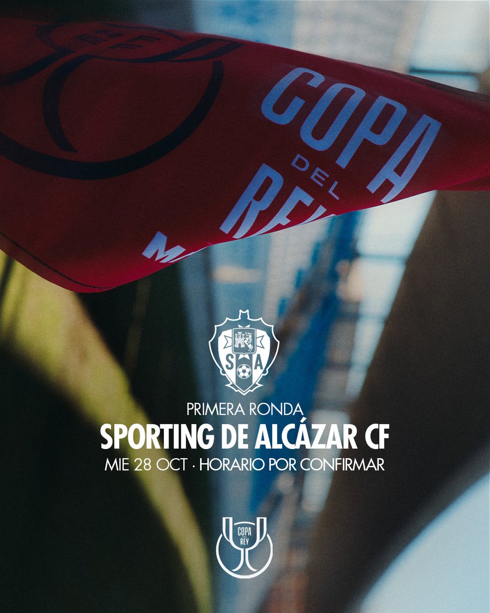 MalagaCF's tweet photo. ◤ 𝗣𝗥𝗜𝗠𝗘𝗥𝗔 𝗥𝗢𝗡𝗗𝗔 𝗖𝗢𝗣𝗔 𝗗𝗘𝗟 𝗥𝗘𝗬 ◢

Nuestro camino en la #CopaDelRey comenzará ante el @SportingAlcazar 🏆
 
📅 27, 28 o 29 de octubre https://t.co/1UG05Wu3V2