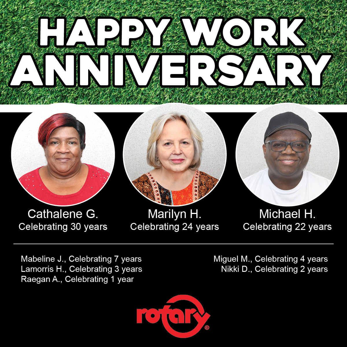 RotaryCorp's tweet photo. Rotary would like to wish these employees Happy Anniversary this week!
#RotaryCorp
#RotaryEmployeeAnniversary https://t.co/B7njfhtLU4