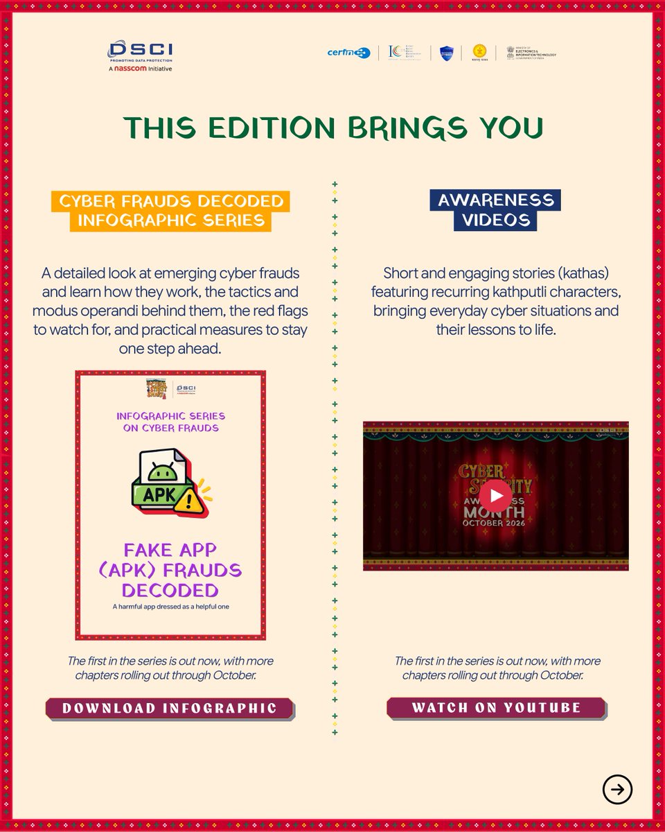 DSCI_Connect's tweet photo. ✅ Infographics Series - first is out on 'Fake App APK Frauds 

https://t.co/VtJ901Y9yW

#BeCyberStreetSmart #CSAM2026 https://t.co/2nU62fSUp2