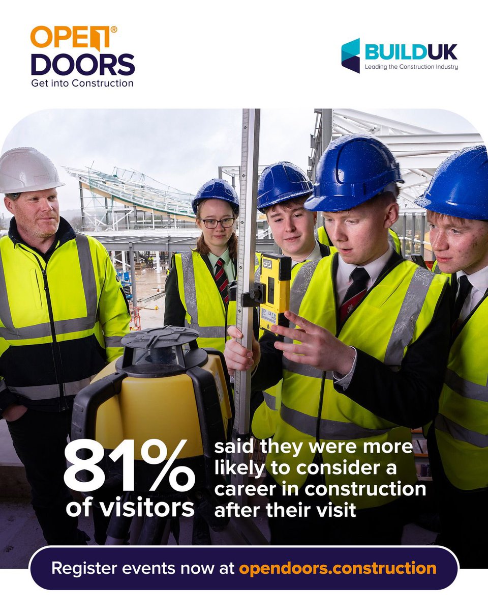 JulieDDrill's tweet photo. 🚪 Registration is now OPEN for #OpenDoors27!

Could your site, factory, office or training centre inspire the next generation to choose a #career in #construction?

🔗 Register: https://t.co/ZF9w9PUDf8
🔗 Explore the map: https://t.co/rawq3aZfy8

@OpenDoorsWeek @BuildUK https://t.co/z9Q7mT19B5