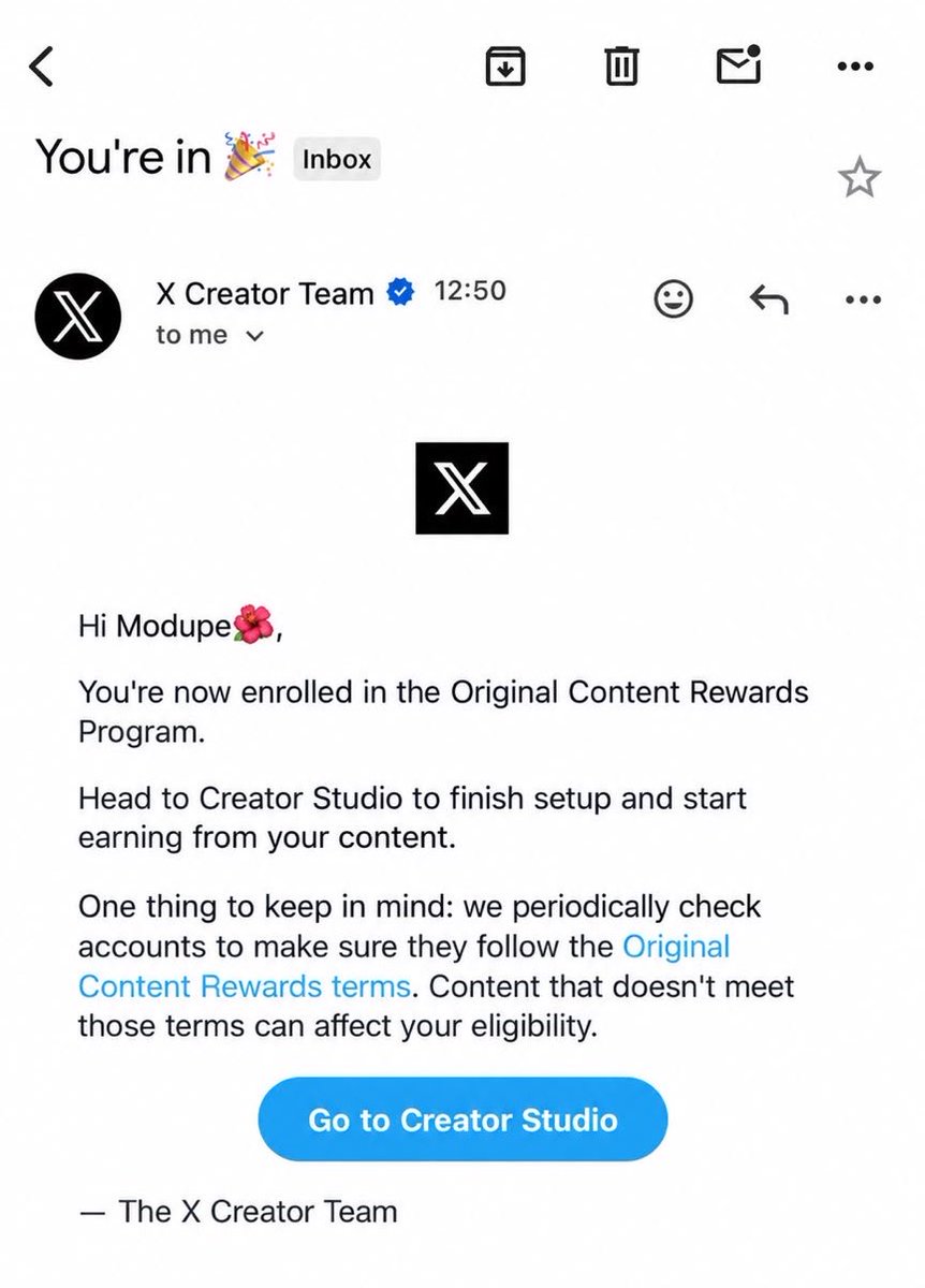 OneModupe's tweet photo. Get in jor 💃💃💃
I was paused and it threw me into real depression. 
😭😭😭😭😭😭😭😭
But after several appeals, I’m finally enrolled into the Original Content.
VERY BIG CONGRATULATIONS TO ME
🎉🥳👏🎊🙌🍾🥂 https://t.co/cAlPvkZyvG