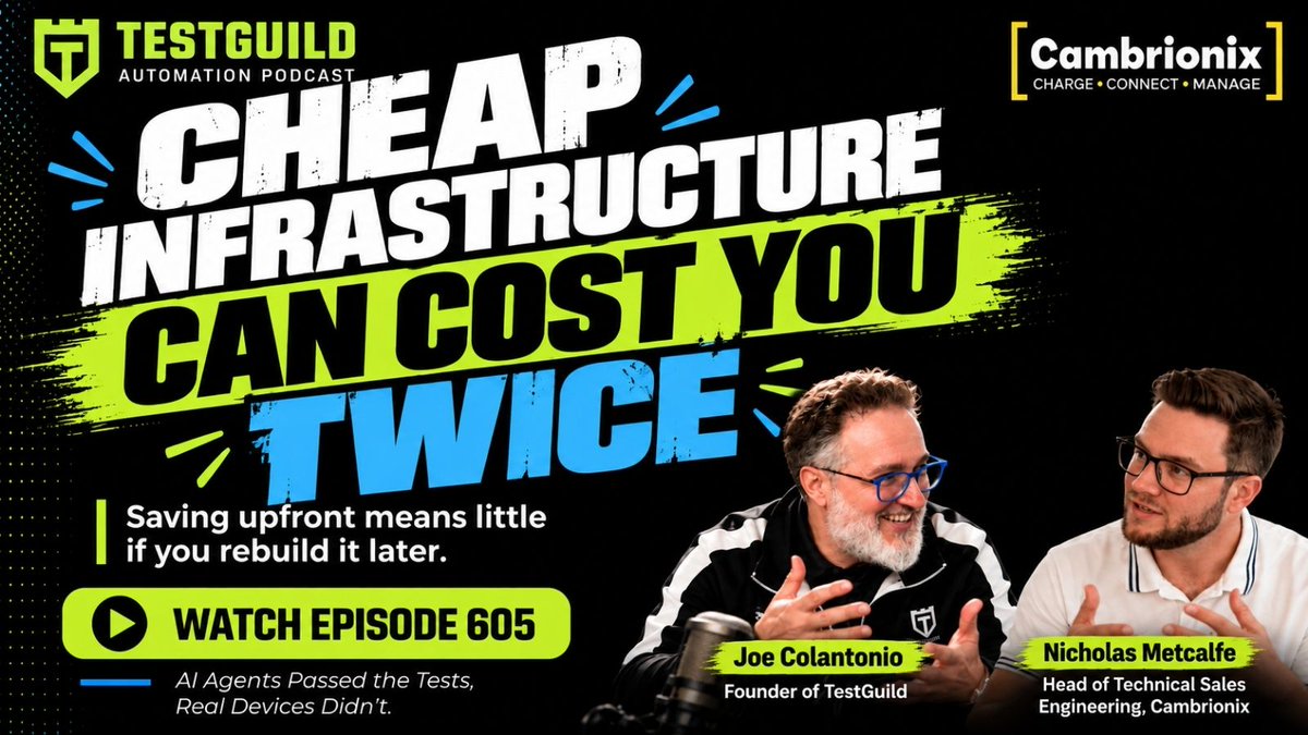 testguilds's tweet photo. The cheapest testing setup can become the most expensive once engineers start losing hours to hardware problems. See why Nick Metcalfe says “set it up once, set it up right” and what teams should consider before scaling.🎙️ Tune in: https://t.co/fapslKmoDE # @Cambrionix https://t.co/oRblSP5HD2