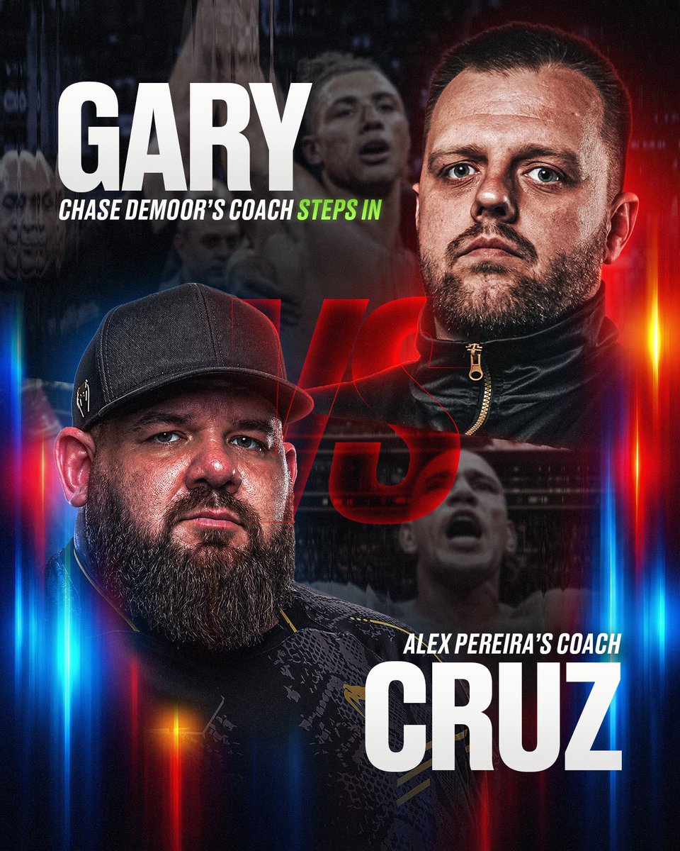 MisfitsBoxing's tweet photo. 🚨 BREAKING NEWS 🚨

Chase DeMoor is OUT of his fight due to injury. ❌

Stepping in to replace him… his coach, Gary Olive! 

Gary will now face UFC Coach of the Year Plinio Cruz in a BATTLE OF THE COACHES! 

This just got VERY interesting… https://t.co/Cu4PWgRnsS