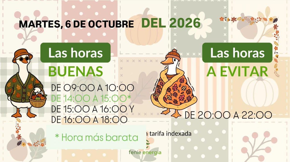 fenieenergia's tweet photo. 🟢 ¡Aquí las tienes! #LasBuenasHoras de hoy para ayudarte con tu factura. #FeníeEnergía https://t.co/eip4EUxpl7