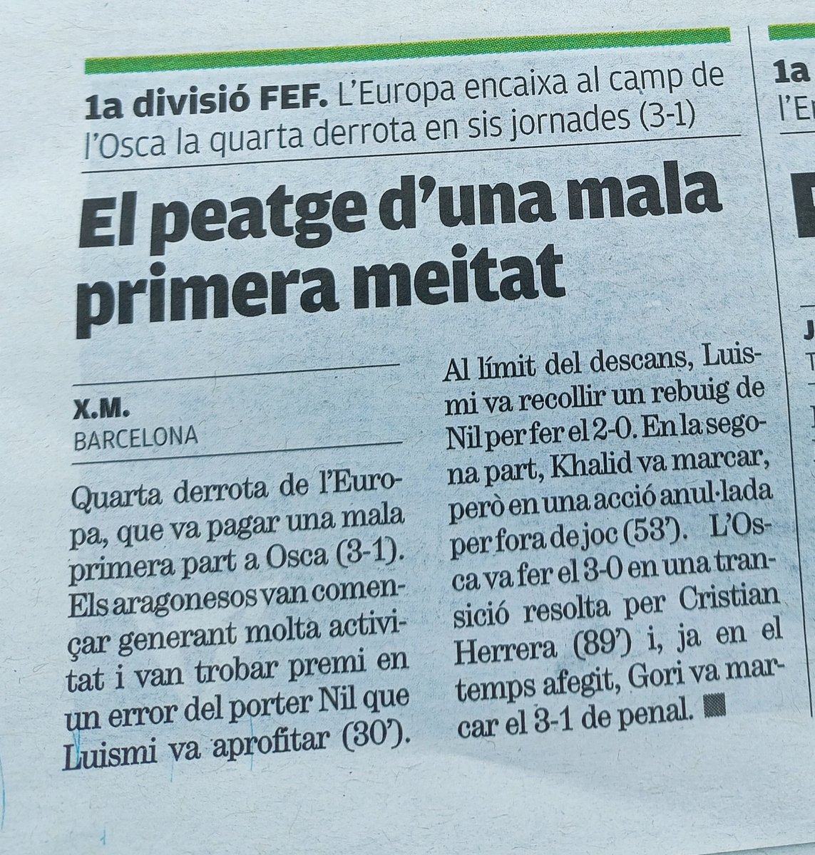 CaliuGracienc's tweet photo. 🗞️El #QuioscEscapulat 
🏆 @Primera_RFEF
🗓️ Jorn. 6️⃣
🟩 @SDHuesca 3️⃣
🟥 @CEEuropa 1️⃣ https://t.co/AURgM241TU