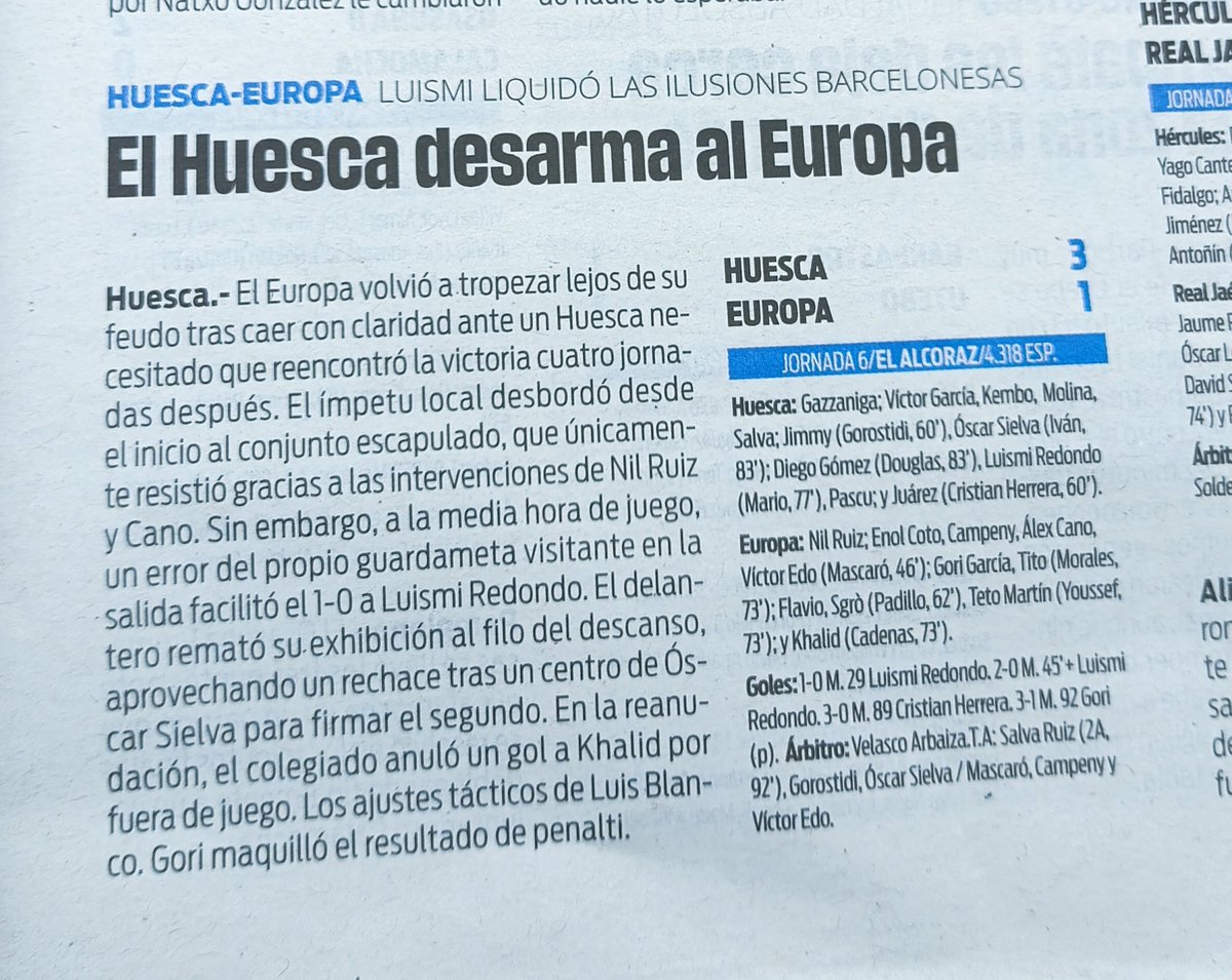 CaliuGracienc's tweet photo. 🗞️El #QuioscEscapulat 
🏆 @Primera_RFEF
🗓️ Jorn. 6️⃣
🟩 @SDHuesca 3️⃣
🟥 @CEEuropa 1️⃣ https://t.co/AURgM241TU