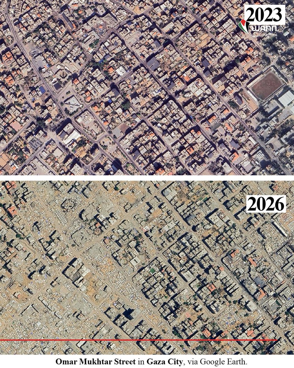WeAreNotNumbers's tweet photo. A new Google Maps update offers a stark view of the devastation inflicted on Gaza after three years of war, while showing how the humanitarian crisis continues to deepen.

Satellite images captured in June reveal widespread destruction of homes, businesses, places of worship and vital infrastructure, including damage that continued after the fragile ceasefire took effect nearly a year ago.

Along Gaza’s coastline, vast tent camps now stretch for miles, with many shelters standing just metres from the sea. The territory’s once-bustling main port lies heavily damaged, its fishing boats gone and its surroundings filled with makeshift shelters. In #Gaza City, almost every available open space has been taken over by tents, shacks and makeshift huts.