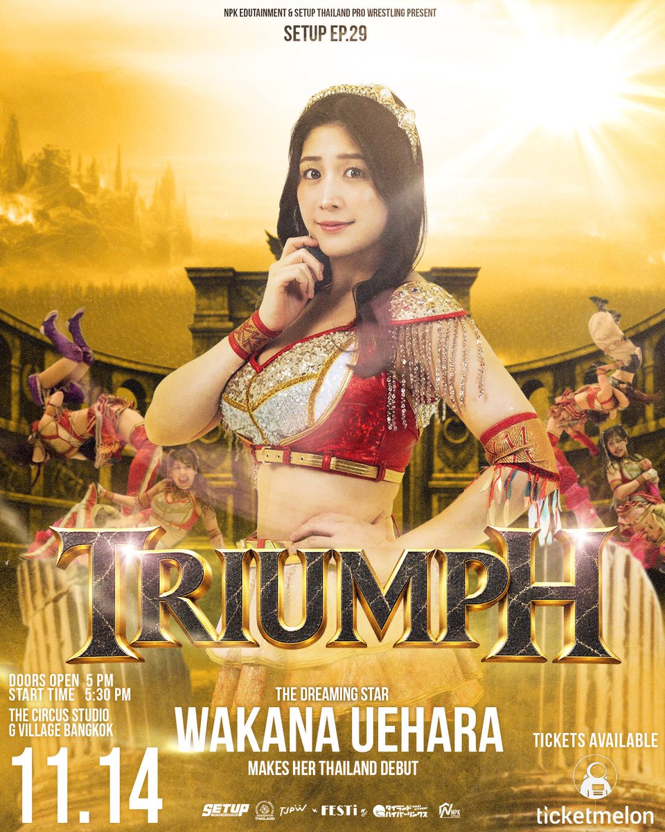 setupth's tweet photo. ✨ WAKANA UEHARA MAKES HER SETUP DEBUT! 💖 上原わかな、SETUP初参戦決定 ‼️

TJPW’s “Dreaming Star” is coming to Bangkok on NOVEMBER 14! 🇯🇵🇹🇭

Former Princess Tag Team Champion, Wakana is ready to bring her charm, energy and fighting spirit to SETUP! She’s also looking forward to trying all kinds of Thai food! 🍛👀

💥 SETUP EP.29: TRIUMPH
THAI WRESTLING YEAR-END MEGA EVENT.

🔗 TICKET: https://t.co/57nOblldxC
LINE OA: @setupth

東京女子プロレス（TJPW）の「Dreaming Star」上原わかな選手が、11月14日にバンコクで開催されるSETUP EP.29に初参戦します！🇯🇵🇹🇭

元プリンセスタッグ王者として、華やかな魅力とエネルギーをリングで披露し、バンコクのファンを魅了します！

そして、タイのさまざまな料理を味わうことも楽しみにしているそうです🍛👀

💥 SETUP EP.29: TRIUMPH
THAI WRESTLING YEAR-END MEGA EVENT!

🔗 チケット：https://t.co/57nOblldxC
LINE OA：@setupth

#SETUPTH #tjpw #WAKANAAA