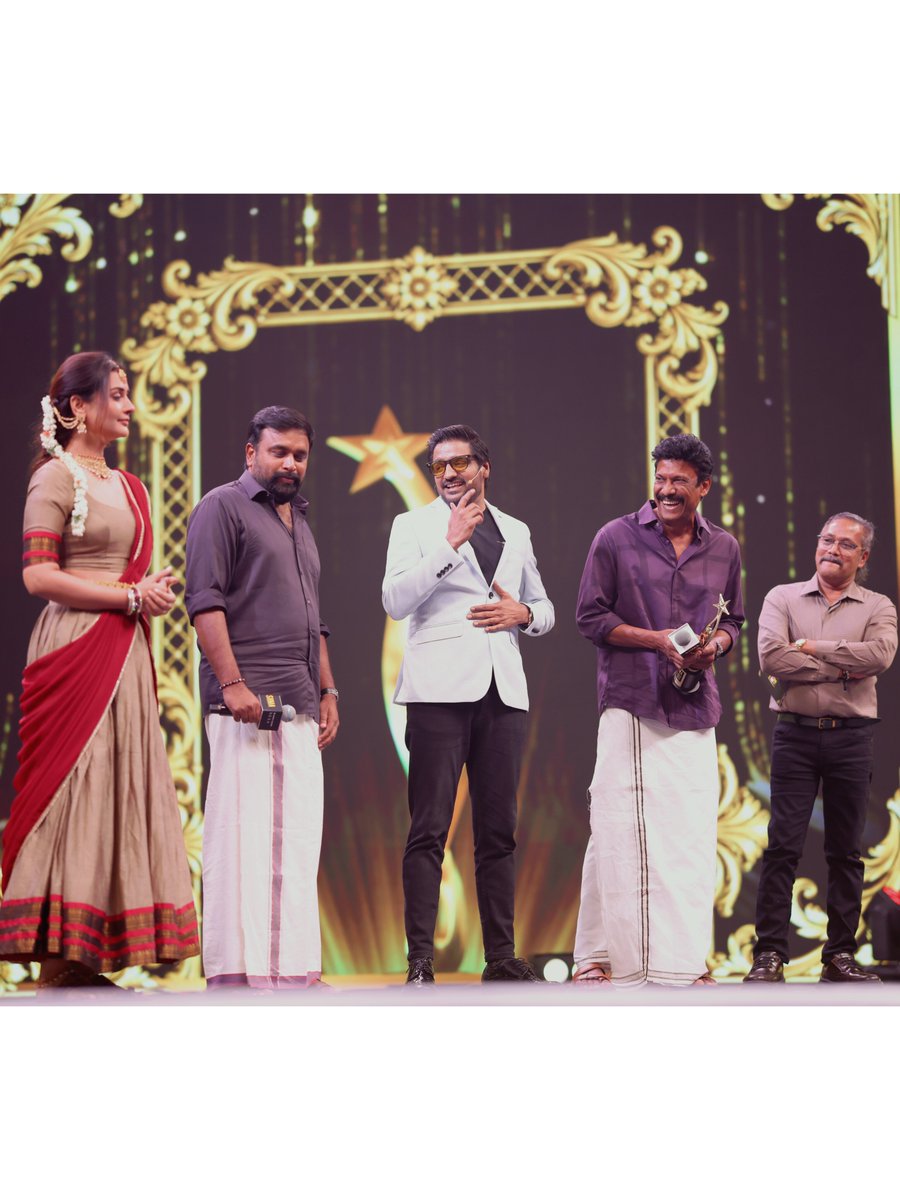 siima's tweet photo. Candid moments on stage as @SasikumarDir and @samuthirakanip share a fun moment with @actorsathish.

#NEXASIIMA2026 #SIIMA2026 #TamilCinema #SouthCinema #CinemaMoments https://t.co/boqCr2t0cp
