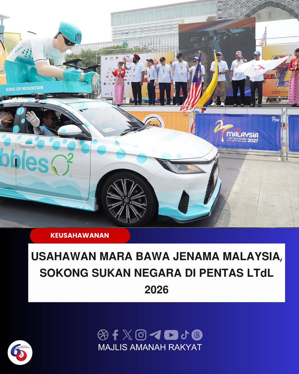 maragov's tweet photo. 𝗞𝗘𝗨𝗦𝗔𝗛𝗔𝗪𝗔𝗡𝗔𝗡 | Bila jenama tempatan mampu berdiri sebaris dengan pentas sukan antarabangsa, itu tanda usahawan kita semakin jauh melangkah.
Bubbles O2 membuktikan bahawa kejayaan dalam perniagaan boleh diterjemahkan kepada sokongan bermakna kepada sukan negara dan membawa nama Malaysia lebih jauh.

Satu lagi kisah kejayaan usahawan MARA yang wajar dibanggakan.

Berita penuh di ruangan komen.

#WeAreGenMARA #MerakyatkanMARA #R.I.S.E #AmanahRakyat #SocioEngineeringDevelopment #AkuKasihMalaysia #HidupBiarBerjasa #MalaysiaMadani #UnifiedEntity #60TahunMARA #MenjunjungAmanah