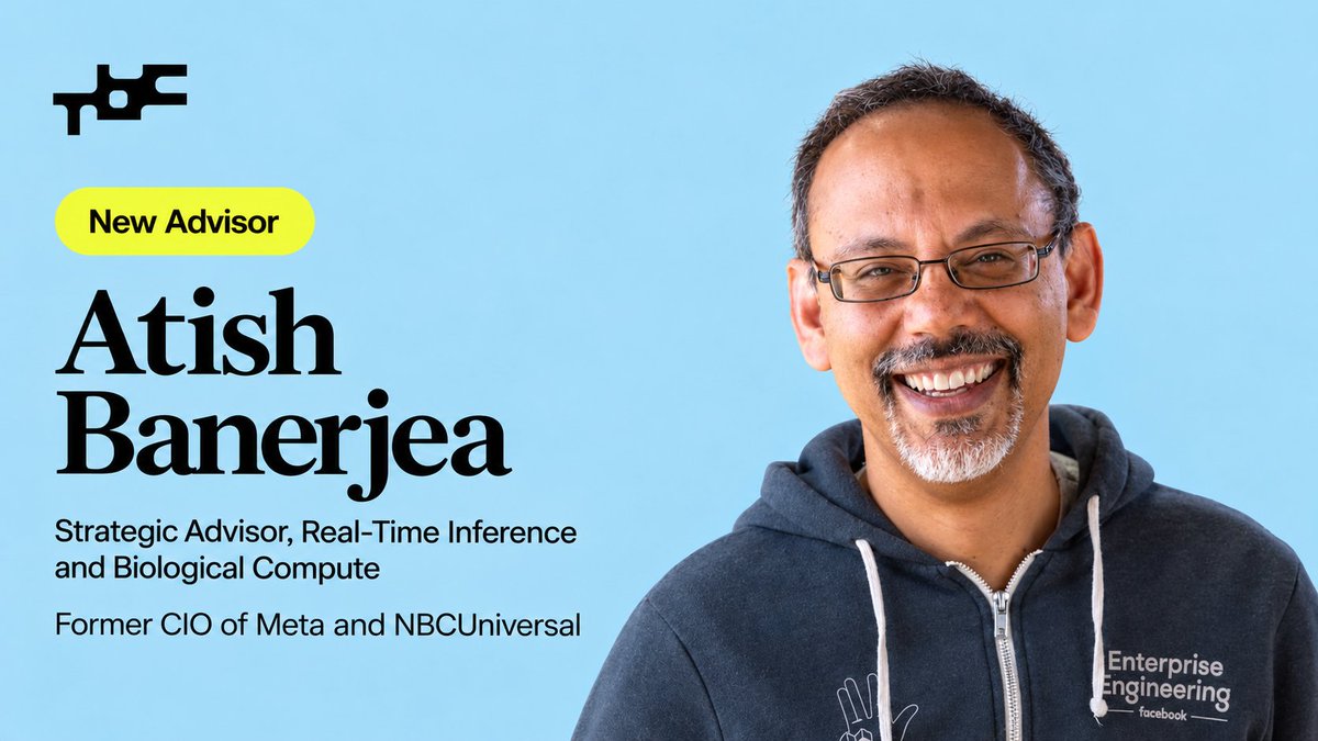 BioComputingCo's tweet photo. Biological computing needs scientists and builders.

Former Meta and NBCUniversal CIO Atish Banerjea is joining TBC as an Advisor to help build the path to real-time biological compute.

Welcome to TBC, Atish.

Read the full announcement → https://t.co/9Q5kI5C5rl https://t.co/nqxUJs4gNA
