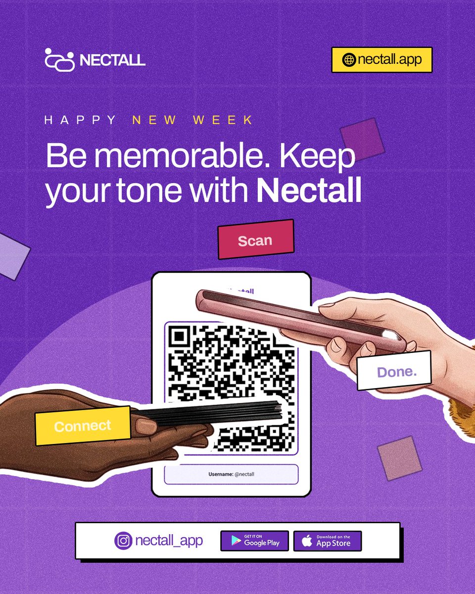 nectall_app's tweet photo. Happy New Week. 
This week, focus on the conversation, let Nectall handle the rest. https://t.co/E2gnLJRWqI