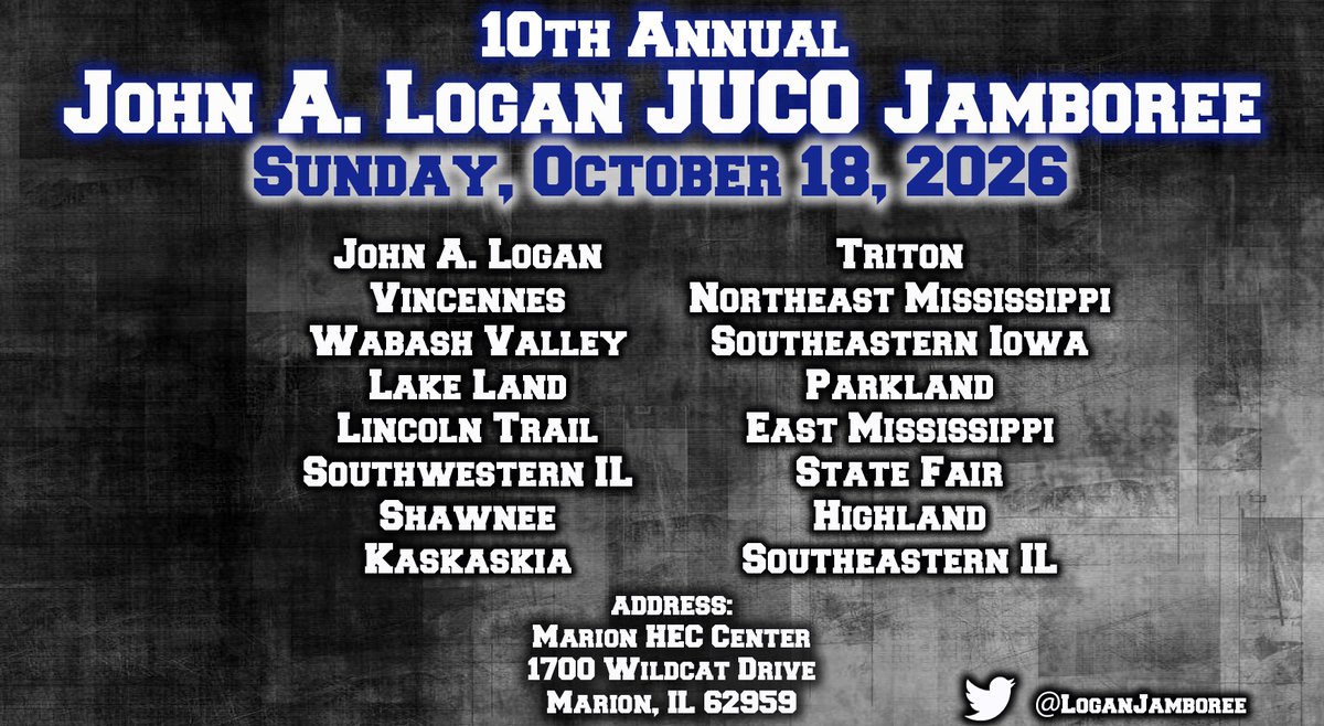 LoganJamboree's tweet photo. We will have the schedule out this week for the John A. Logan JUCO Jamboree on Sunday, October 18th! 

Will be some great matchups before the regular season starts! https://t.co/tOeez9FBgT