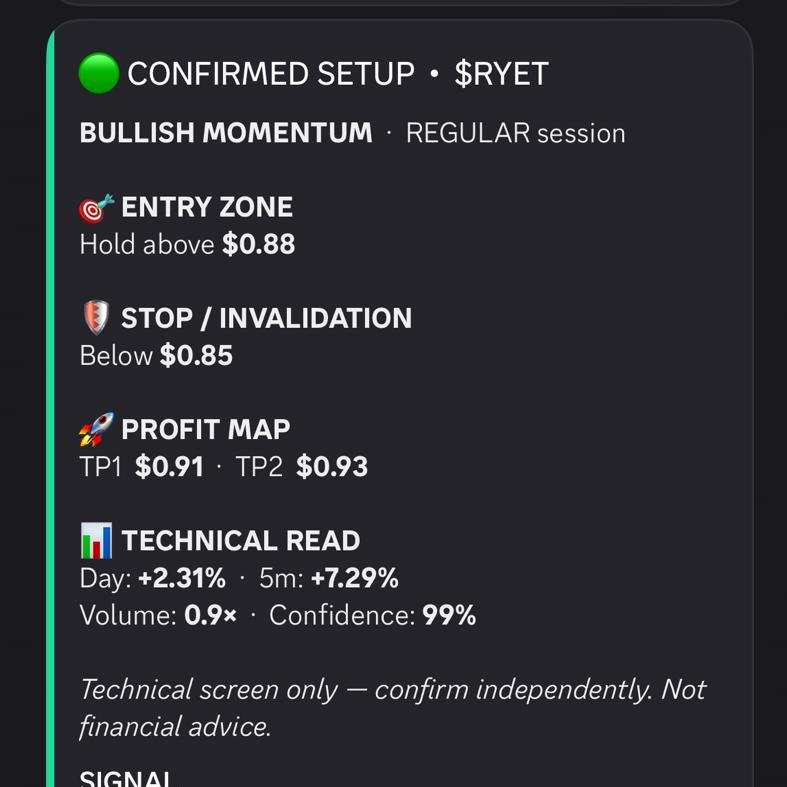 CudworthRa52531's tweet photo. $RYET is lighting up the Discord scanner right now

RYET just announced a Malaysia healthcare deal with BioNexus for Cogni AI

The Discord scanner is now flagging bullish momentum as traders react to the news

Fresh catalyst + fresh volume = one to watch closely today https://t.co/z9RrtiCx1N