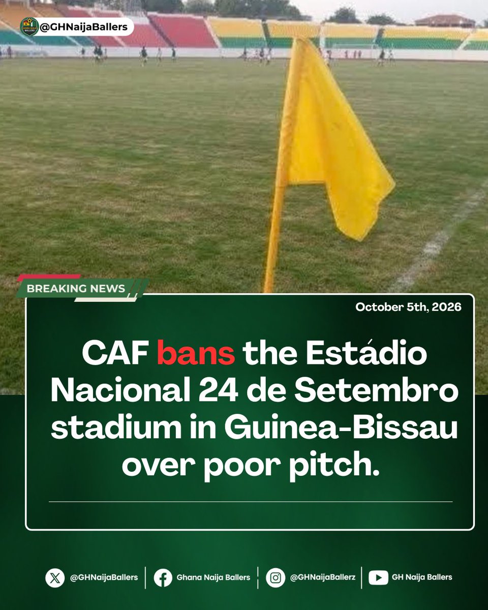 GHNaijaBallers's tweet photo. 🚨🇳🇬 BREAKING: CAF has reportedly banned the stadium Estádio Nacional 24 de Setembro, they’ve also reportedly apologized to Nigeria. https://t.co/Siy2cVciR3