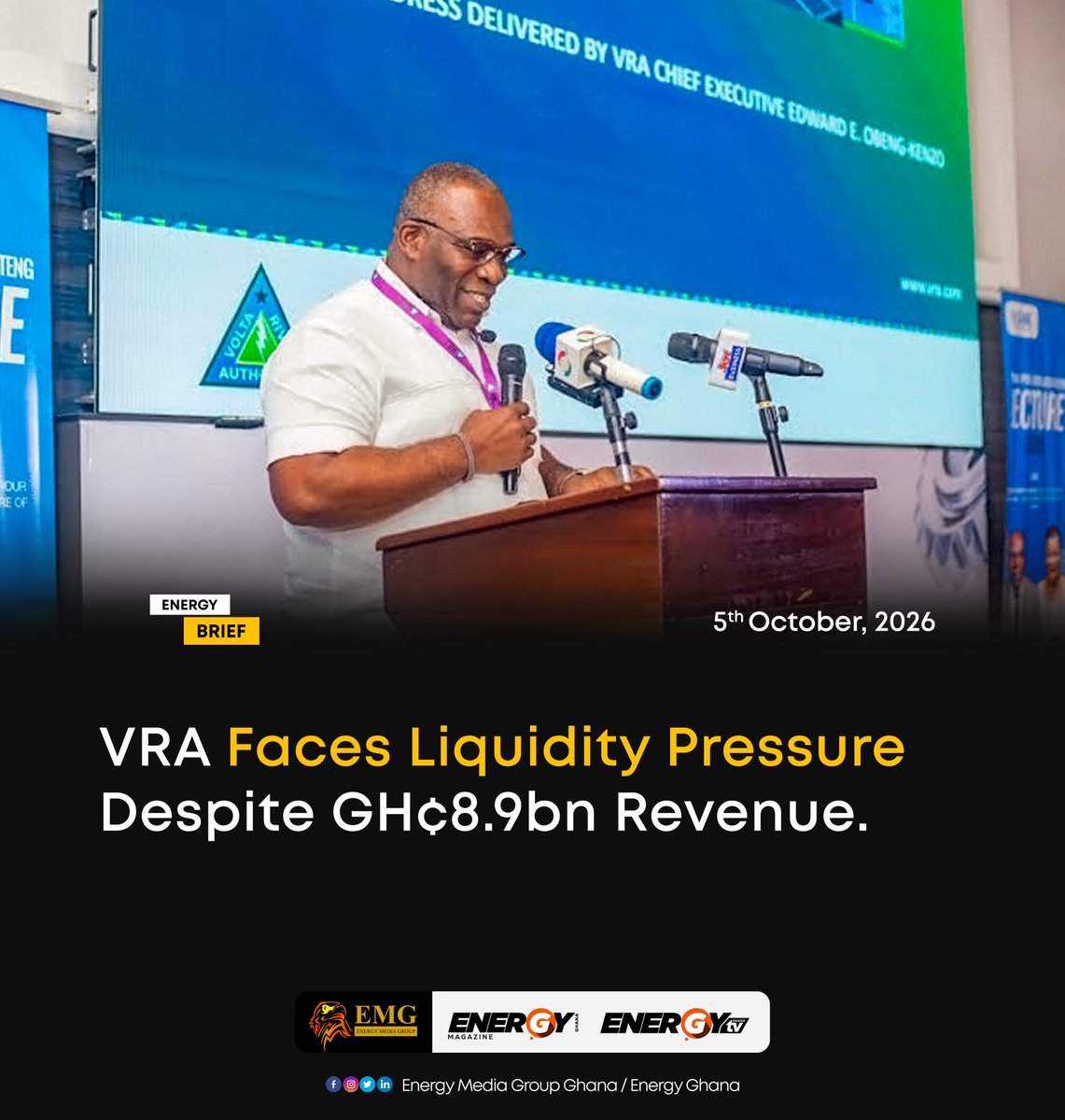 _EnergyGhana's tweet photo. The Volta River Authority is warning that payment delays, inter-utility debt and revenue shortfalls are putting pressure on its liquidity. Read more at https://t.co/YCeiXyPrlV https://t.co/ReFRTkRQ9C