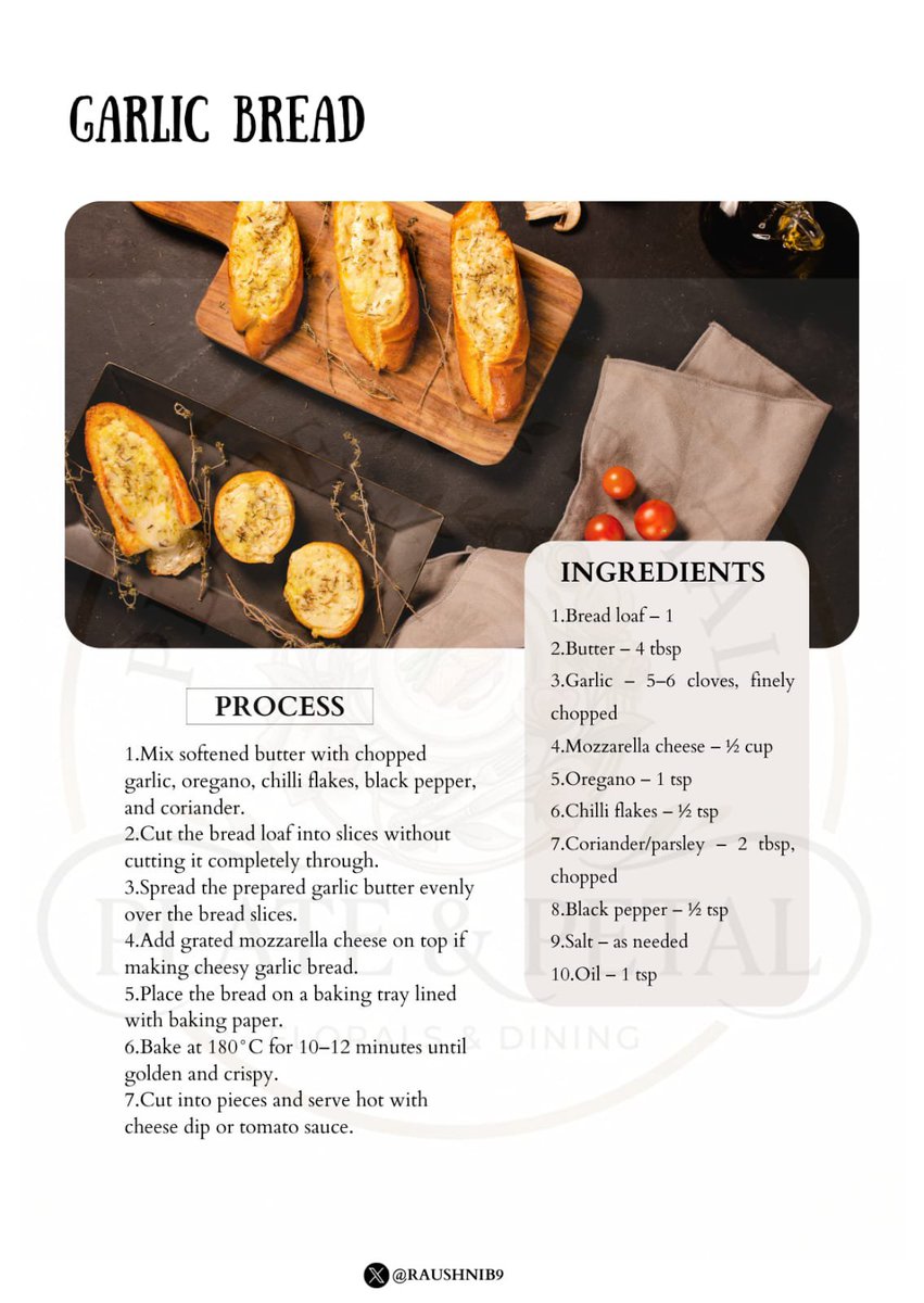 Raushnib9's tweet photo. #GarlicBread #GarlicBreadLovers #CheesyBread #BreadLovers
#HomemadeBread #BakingLove #Foodie #SnackTime
#CheesyGarlicBread #EasyRecipes #TastyFood #FoodLovers
#PlateAndPetal  🧄🍞✨ https://t.co/X6s45EAW1R