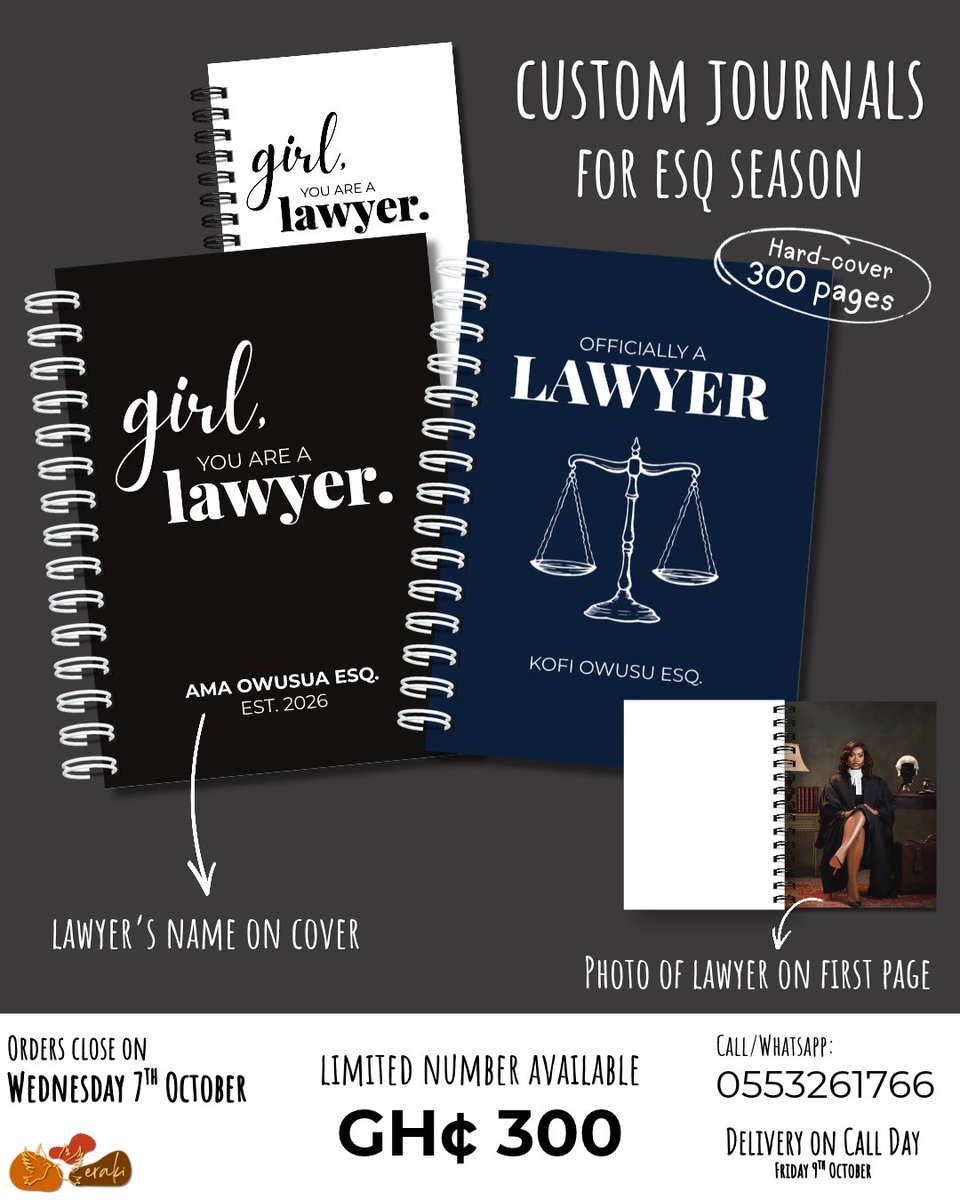 Ofosuaaa's tweet photo. Anyway, I’m the best person to tell you to get a custom journal for your lawyer friends and loved ones, it’s the perfect gift👌🏾 please share too😘 https://t.co/rzEGiqgsaL