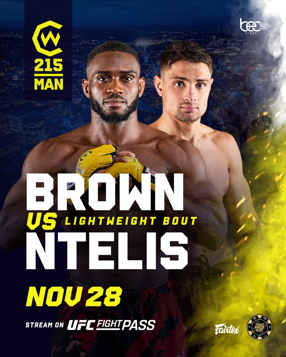 CageWarriors's tweet photo. Is This Fight Going The Distance?! ๐ ๐ค
Omiel Brown will square off against Konstantinos Ntelis on Nov 28th at #CW215 Manchester!
๐๏ธ Tickets Selling Fast! Link In Bio. https://t.co/ci59ciS1FZ