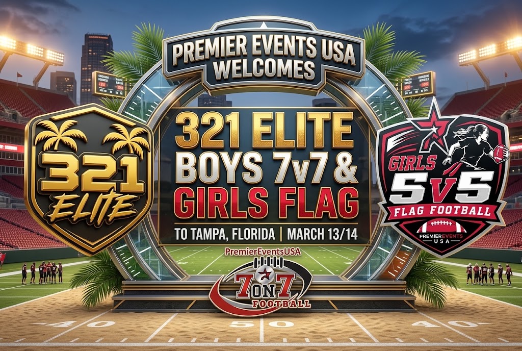 PreWarWesley's tweet photo. @PremierEventsUS welcomes 321 Elite to our NIT Qualifier in Tampa, Florida March 13/14.
321 Elite has grown into one of the largest &amp; most successful football programs in Florida.
We are extremely excited to watch the 321 Elite Athletes perform in Boys 7v7 &amp; Girls Flag in Tampa. https://t.co/ACtPvIZodC