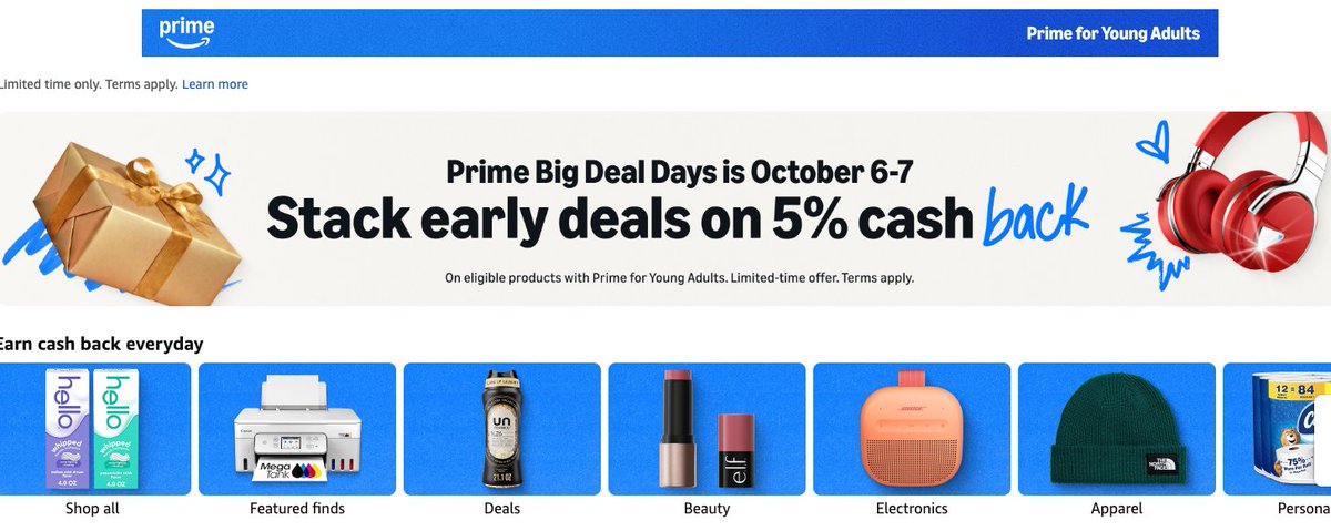 USCCStrategy's tweet photo. #ad #Amazon Prime Young Adult (18-24) &amp; Student: Get Free 6 Month Prime Trial and get 5% back on select purchases, up to $100 back per purchase and $500 per calendar year. 
https://t.co/iuaTmDZGfc https://t.co/mXZvHchbOb