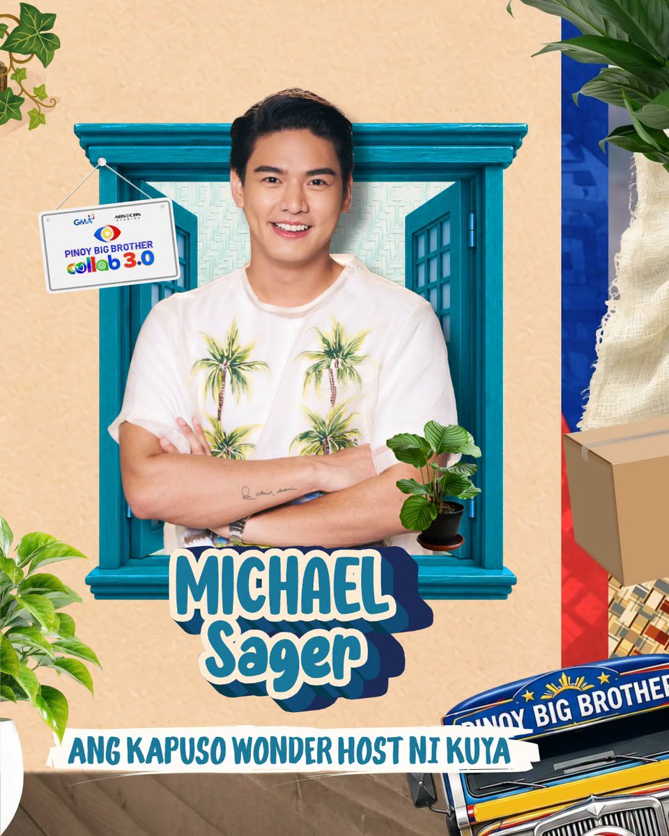 PhilippineStar's tweet photo. ANG KAPUSO WONDER HOST NG BAHAY NI KUYA! 🎤😍

Actor Michael Sager is the new host for the upcoming season of “Pinoy Big Brother Collab 3.0" this October, the show announced on Monday.

Sager, a former housemate of the celebrity collab edition’s first season, will join the host lineup of Bianca Gonzalez, Robi Domingo, Melai Cantiveros, Gabbi Garcia, Enchong Dee, and Alexa Ilacad. (Facebook/Pinoy Big Brother ABS-CBN)