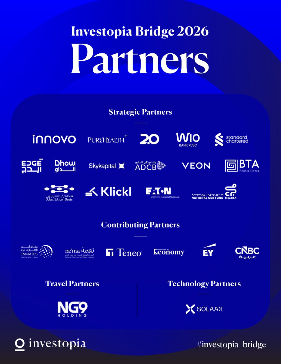 investopia_ae's tweet photo. Investopia brings together leading partners shaping a more connected and resilient global investment ecosystem.
Together, we connect investors, businesses and governments to create new opportunities and shape the future of the global economy.
#Investopia #Investopia_Bridge
@Innovo_Group @PureHealthae @2pointzero
@StanChart @_edgegroup @OfficialADCB @VEONGroup @DSiliconOasis @klicklofficial @eatoncorp @UAEMajra @wamnews @nema_ae @Teneo @EYnews @CNBCArabia