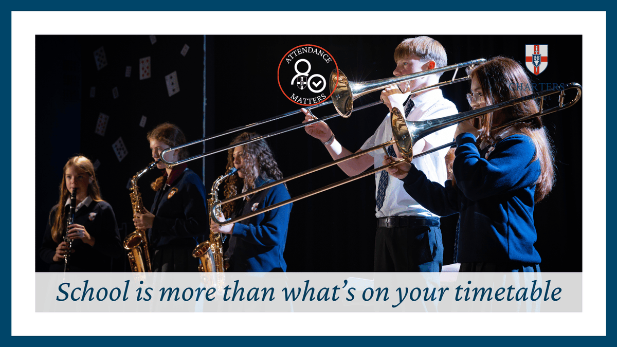 ChartersSchool's tweet photo. More than lessons 📚✨
You come to school for lessons 🏫. But you stay connected through friendships 🤝, clubs 🧩, teams 🏆, activities 🎨, conversations 💬 and experiences🌟. Don't miss the things that happen between the timetable ⏳ #dontmissthemoment #AttendanceMatters https://t.co/yc8jQzn3yb