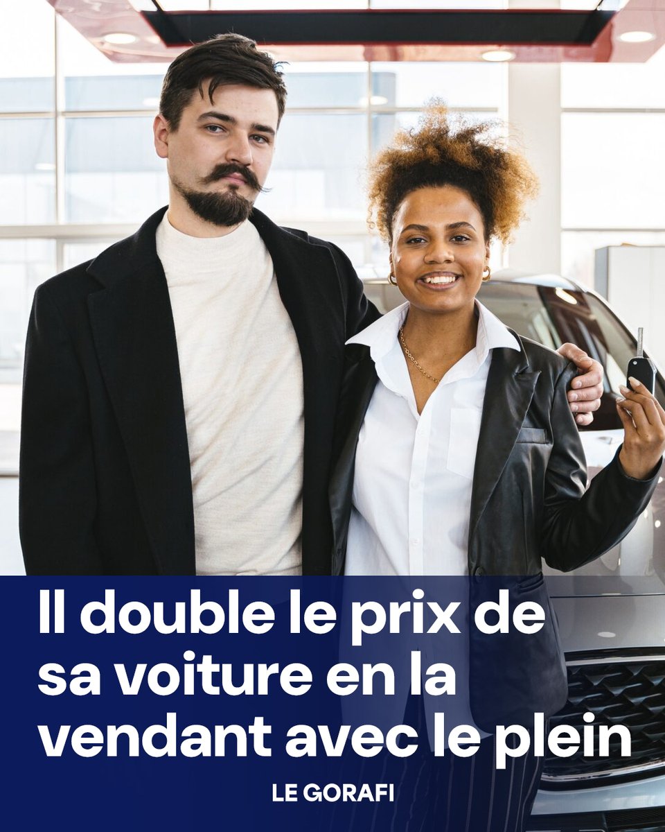 le_gorafi's tweet photo. Il double le prix de sa voiture en la vendant avec le plein https://t.co/npv1DexUtc