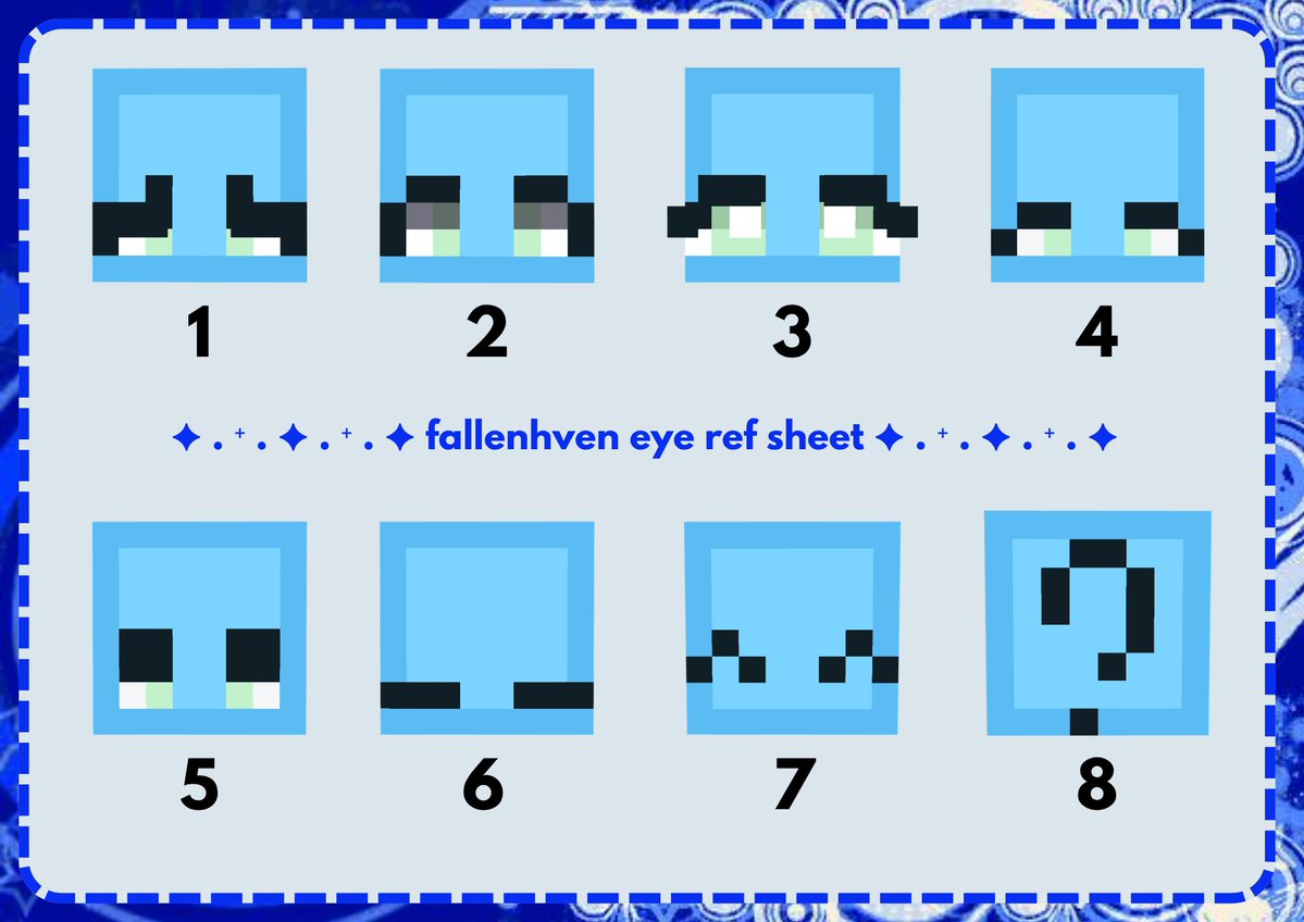 FallenHven's tweet photo. a new eye ref sheet for my vgen - n 8 is like the "do what u think is best" one https://t.co/qx6lArmUtJ