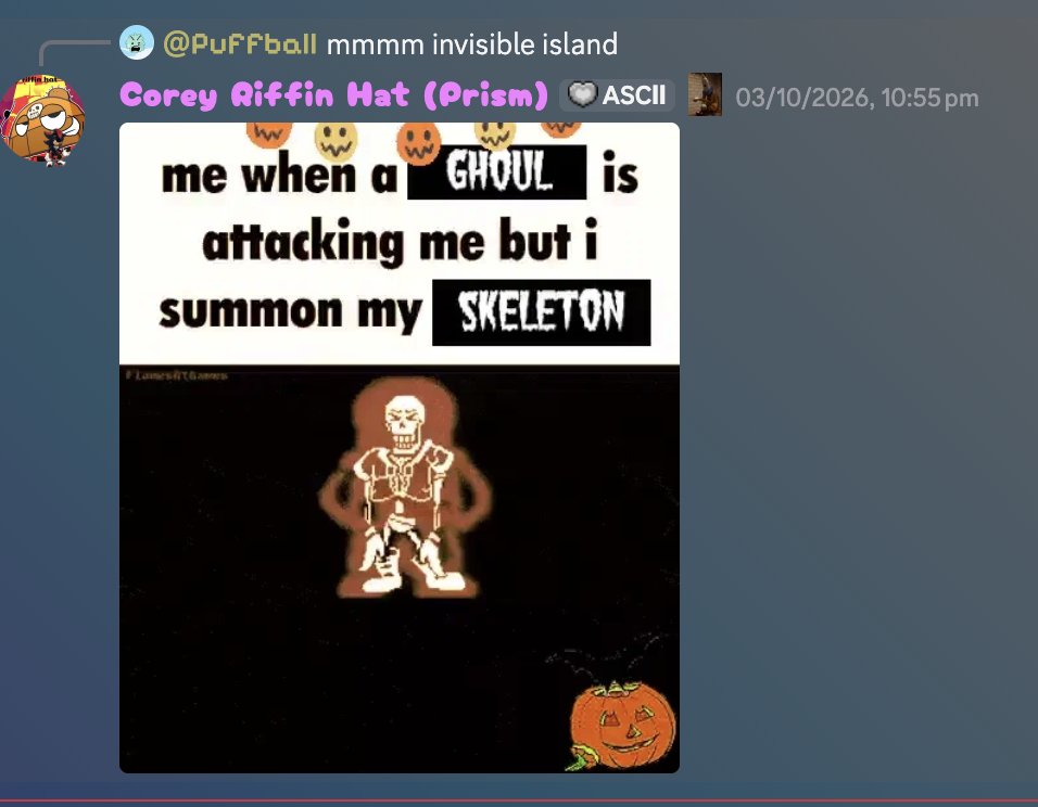 NupidNoodle's tweet photo. @Prismatic_N1ght I saw this in OSCAC to which I said "mmm Invisible Island" and you responded https://t.co/PUNv1ioMAK