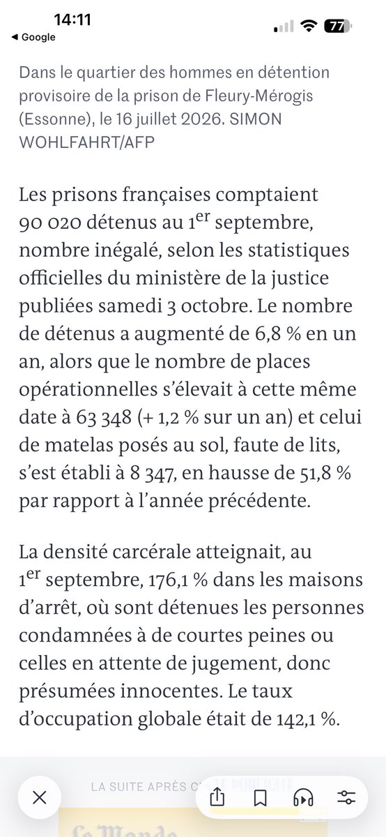 JuCourvoisier's tweet photo. Il y a une urgence sociale et humaine à régler l’état de nos prisons et à trouver une solution à la surpopulation carcérale. Il est temps que notre gouvernement en face une priorité nationale. https://t.co/v2TCjOQpCi