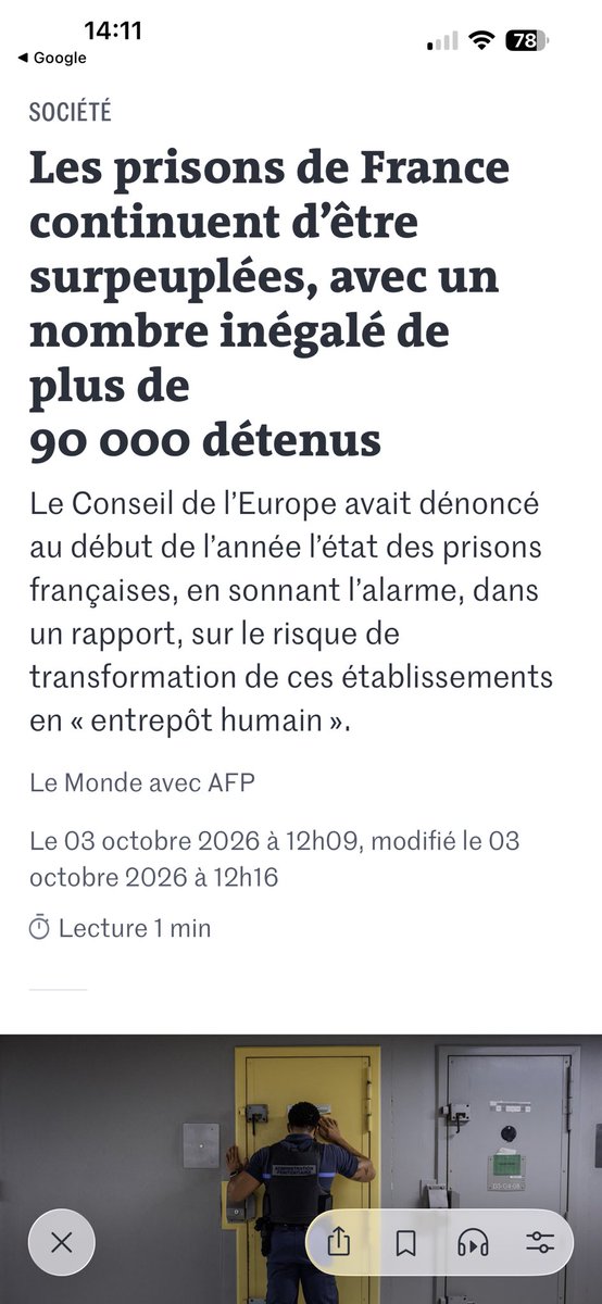 JuCourvoisier's tweet photo. Il y a une urgence sociale et humaine à régler l’état de nos prisons et à trouver une solution à la surpopulation carcérale. Il est temps que notre gouvernement en face une priorité nationale. https://t.co/v2TCjOQpCi