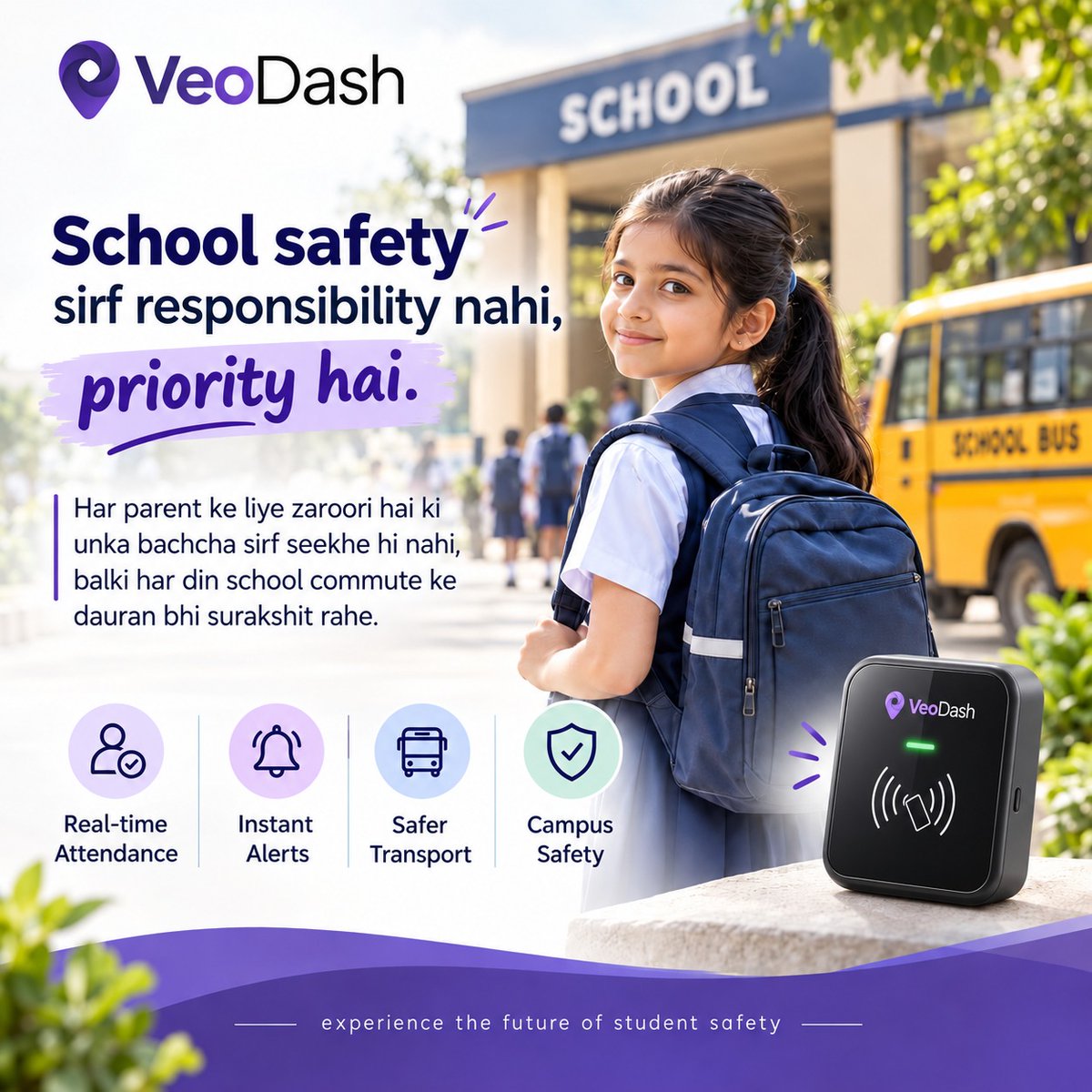 VeoDash's tweet photo. VeoDash
Student safety is more than a responsibility,  a priority. 
Building safer schools requires awareness, accountability and technology that supports the people responsible for every child’s well-being.
#VeoDash #StudentSafety #SchoolSafety #EdTech https://t.co/Ls66LfY6gS