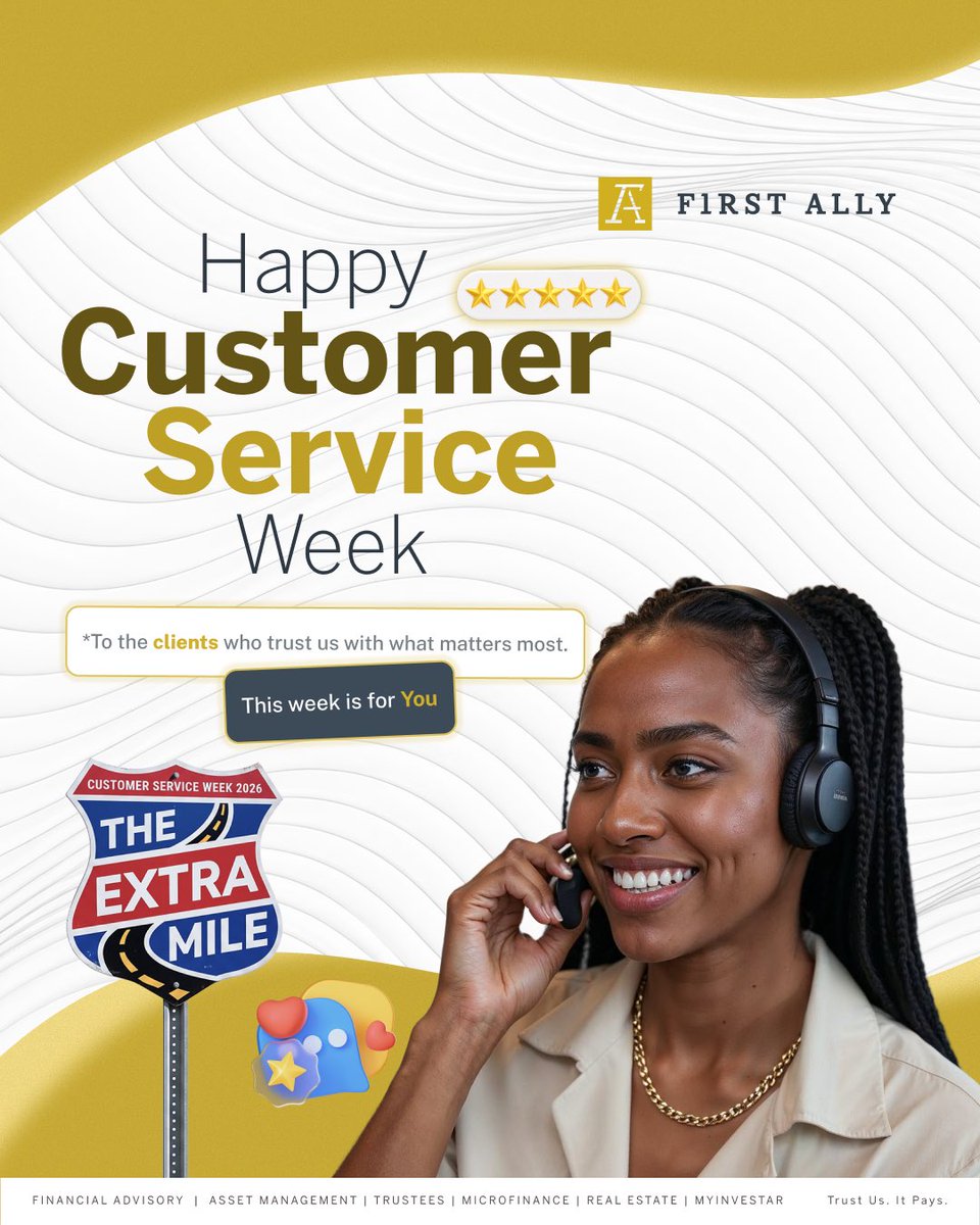 First_Ally's tweet photo. To our clients across every subsidiary, the investors, the estate planners, the property owners, the entrepreneurs, this week is our opportunity to say what we say through our work every day: Thank you. For trusting us with what matters most.

#customerserviceweek2026  #TheExtraMile #firstally