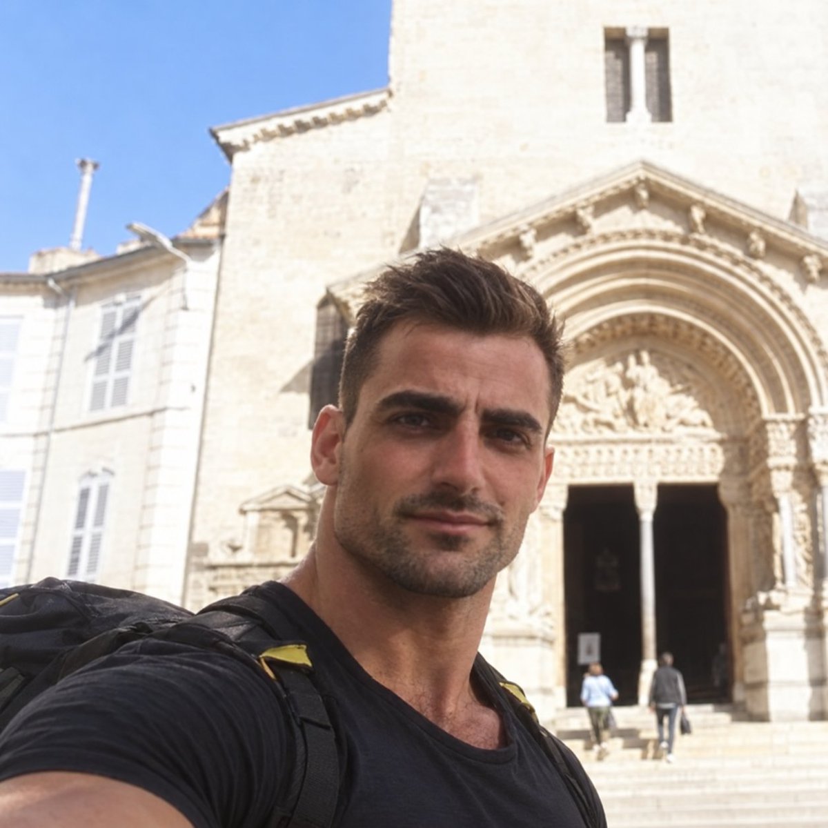 trad_west_'s tweet photo. >24-year-old Catholic pilgrim walking across France
>Stops in Annecy
>Sees a man attacking children in strollers
>No police there yet
>Charges him with nothing but a hiking backpack as a shield
>Blocks the knife, draws him away from the children
>Keeps pursuing until police arrive
>Asked why he intervened: “I am a Catholic. I followed my instinct to protect the weak.”

This is what a true Christian warrior looks like