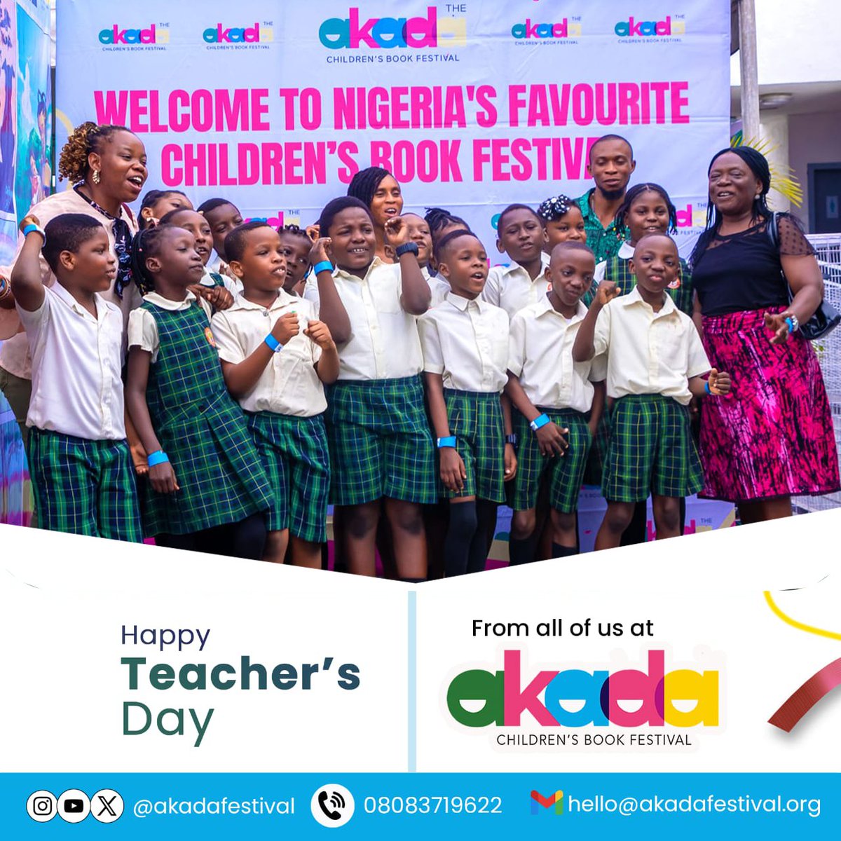 AkadaFestival's tweet photo. 📚❤️ Happy Teachers’ Day!

To every teacher who believes in, encourages and nurtures a child—thank you for the lessons that go beyond the classroom. We see you, appreciate you and celebrate you! 👩🏾‍🏫👨🏾‍🏫🌟

#ACBF #AkadaFestival #WorldTeachersDay https://t.co/k4CNBiYCIR